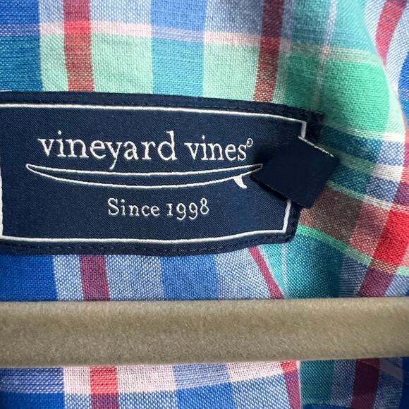 Vineyard Vines Big Blue Plaid Stretch Button Down Shirt Blue Men's 4XB Big - Picture 4 of 8